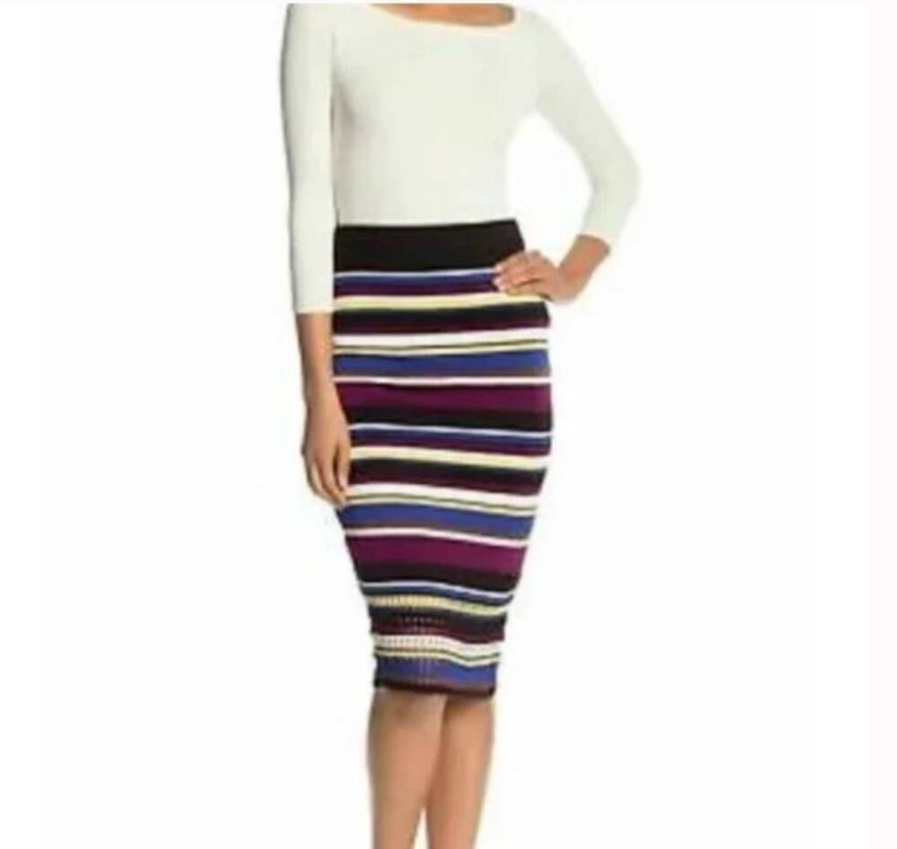 Rachel Roy Victorian Vio Stripe Midi Skirt - S